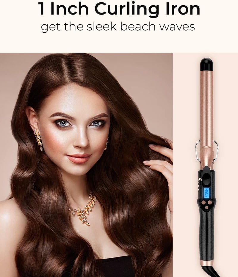 IKV 1 Inch Extra Long Barrel Curling Iron, Ceramic Tourmaline Curling Wand Professional Dual Voltage - Image 2